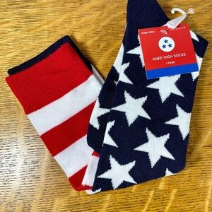 Patriotic Stars and Stripes Knee Socks - Size 4-10